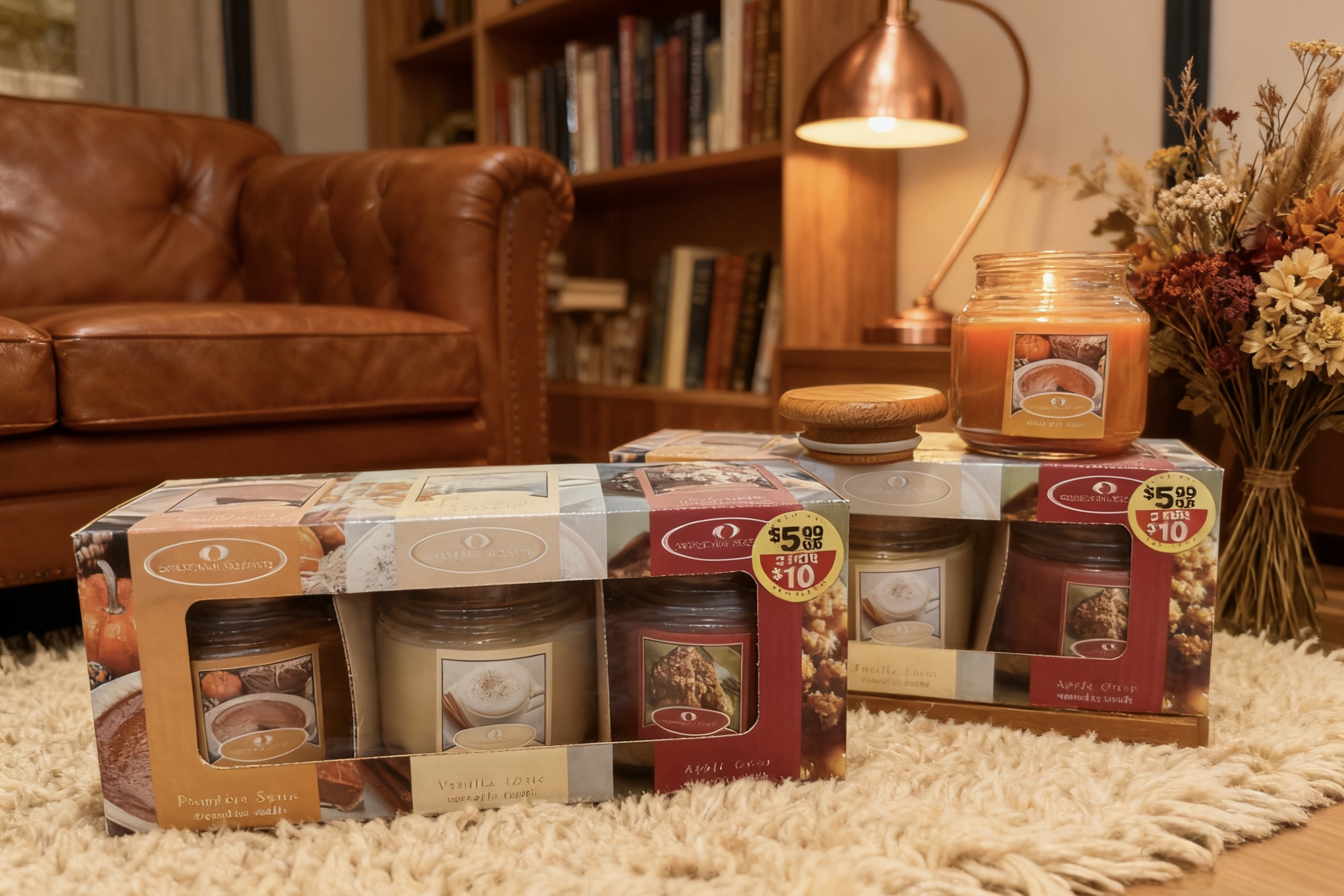 3pk Glass Jar Candles  (115g wax fill each X 3)